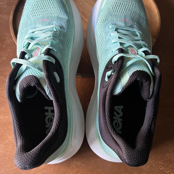 Hoka One One Bondi 9 Max Cushion Pink Green Women's 11 Running Shoes Sneakers - Picture 13 of 16